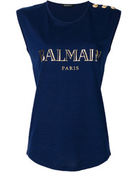 Темно-синяя блузка от Balmain