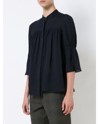 Темно-синяя блузка от Carolina Herrera