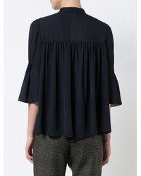 Темно-синяя блузка от Carolina Herrera