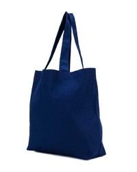 Темно-синяя большая сумка из плотной ткани с принтом от MAISON KITSUNE
