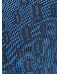 Темно-синяя большая сумка из плотной ткани с принтом от John Galliano