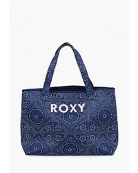 Темно-синяя большая сумка из плотной ткани с принтом от Roxy