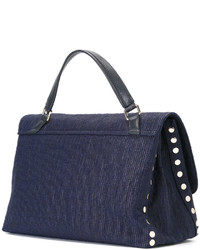 Темно-синяя большая сумка из плотной ткани от Zanellato