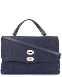 Темно-синяя большая сумка из плотной ткани от Zanellato