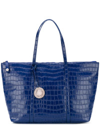 Темно-синяя большая сумка с рельефным рисунком от Versace
