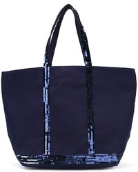 Темно-синяя большая сумка с украшением