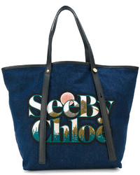 Темно-синяя большая сумка от See by Chloe