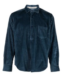 Мужская темно-синяя вельветовая рубашка с длинным рукавом от Meta Campania Collective