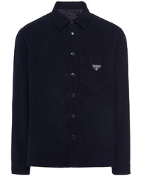 Мужская темно-синяя вельветовая рубашка с длинным рукавом от Prada