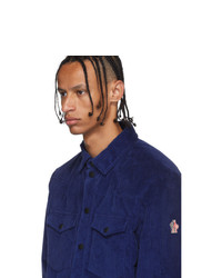 Мужская темно-синяя вельветовая стеганая куртка-рубашка от MONCLER GRENOBLE
