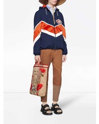 Мужская темно-синяя ветровка с принтом от Gucci