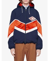 Мужская темно-синяя ветровка с принтом от Gucci