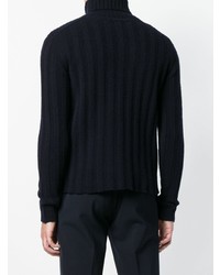 Мужская темно-синяя вязаная водолазка от Mp Massimo Piombo