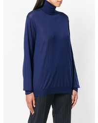 Женская темно-синяя вязаная водолазка от Prada