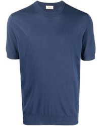 Мужская темно-синяя вязаная футболка с круглым вырезом от Altea