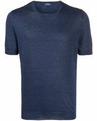 Мужская темно-синяя вязаная футболка с круглым вырезом от Barba