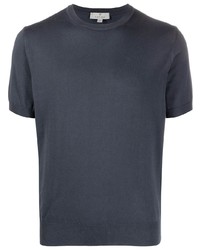 Мужская темно-синяя вязаная футболка с круглым вырезом от Canali