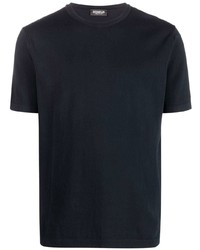Мужская темно-синяя вязаная футболка с круглым вырезом от Dondup