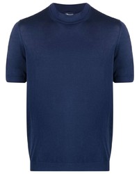 Мужская темно-синяя вязаная футболка с круглым вырезом от Drumohr