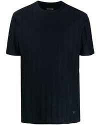 Мужская темно-синяя вязаная футболка с круглым вырезом от Emporio Armani