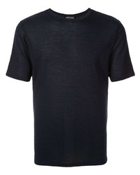Мужская темно-синяя вязаная футболка с круглым вырезом от Giorgio Armani