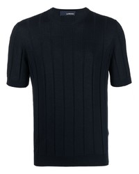 Мужская темно-синяя вязаная футболка с круглым вырезом от Lardini