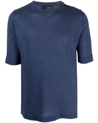 Мужская темно-синяя вязаная футболка с круглым вырезом от Lardini