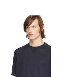 Мужская темно-синяя вязаная футболка с круглым вырезом от Z Zegna