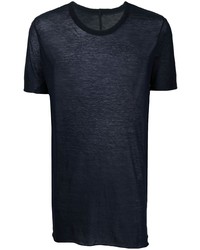 Мужская темно-синяя вязаная футболка с круглым вырезом от Rick Owens