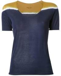 Женская темно-синяя вязаная футболка от Roberto Collina