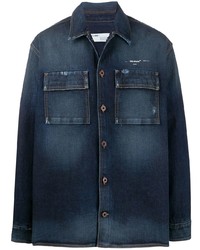 Мужская темно-синяя джинсовая куртка-рубашка от Off-White