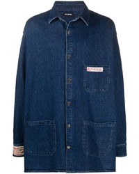 Мужская темно-синяя джинсовая куртка-рубашка от Raf Simons