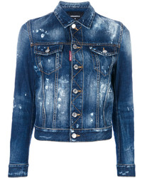 Женская темно-синяя джинсовая куртка от Dsquared2
