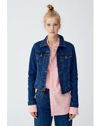 Женская темно-синяя джинсовая куртка от Pull&Bear