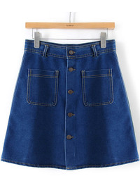 Темно-синяя джинсовая мини-юбка