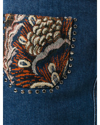 Темно-синяя джинсовая мини-юбка с вышивкой от Stella McCartney