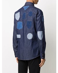 Мужская темно-синяя джинсовая рубашка с вышивкой от DSQUARED2