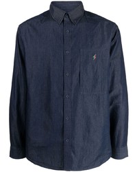 Мужская темно-синяя джинсовая рубашка с вышивкой от SPORT b. by agnès b.