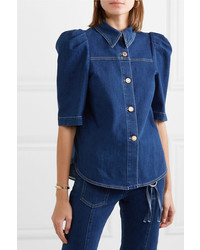 Женская темно-синяя джинсовая рубашка с коротким рукавом от See by Chloe