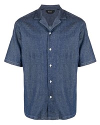 Мужская темно-синяя джинсовая рубашка с коротким рукавом от Z Zegna