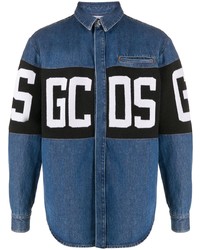 Мужская темно-синяя джинсовая рубашка с принтом от Gcds
