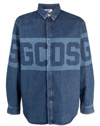 Мужская темно-синяя джинсовая рубашка с принтом от Gcds
