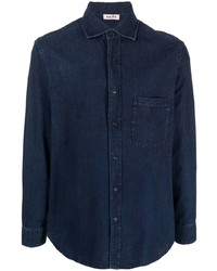 Мужская темно-синяя джинсовая рубашка от Alberto Biani