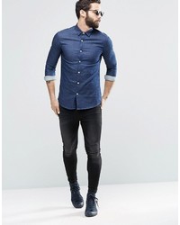 Мужская темно-синяя джинсовая рубашка от Asos