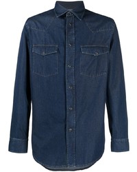Мужская темно-синяя джинсовая рубашка от Brioni