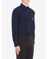 Мужская темно-синяя джинсовая рубашка от Prada