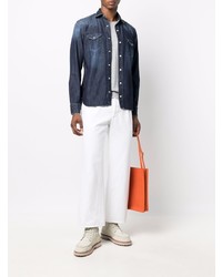 Мужская темно-синяя джинсовая рубашка от Barba