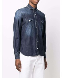 Мужская темно-синяя джинсовая рубашка от Barba