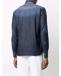 Мужская темно-синяя джинсовая рубашка от Barba