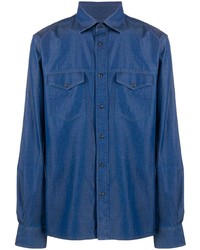Мужская темно-синяя джинсовая рубашка от Corneliani